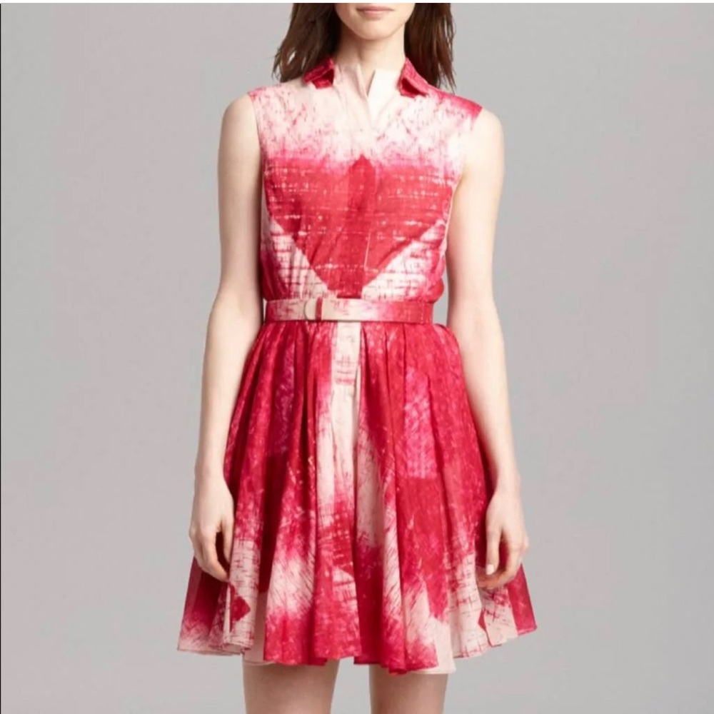 Halston Heritage Sleeveless Beled Flair Skirt Dress
